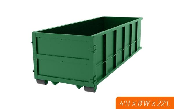 the 20-yard dumpsters can be delivered to your location and picked up when your rental period is over